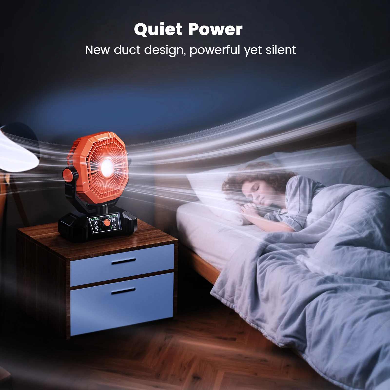 20000mAh Camping Fan with LED Lantern 8 Speed Desk Fan with Remote Portable Outdoor Fan with Hook for Tent Power Outages Jobsite image 6
