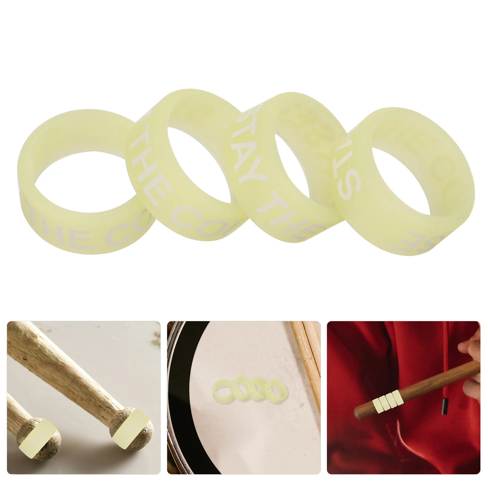 

10 Pcs Kids Luminous Drum Rod Ring Drumstick Tips Accessories Key Yellow Silica Gel