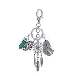 Dream catcher Keyring Bag Charm Fashion Boho Jewelry Keychain Opal Stone for Women Metal Keyring