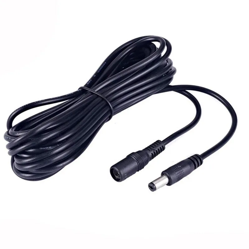 DC12V Power Extension Cable 2.1*5.5mm Connector Male To Female Black Color 3M 5M 16.5Feet power cable For CCTV Security Camera