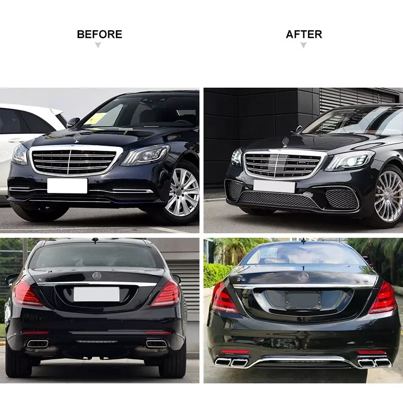 Upgrade S65 AMG body kit include front rear bumper and grille auto parts for Mercedes Benz S class W222 2014-2020