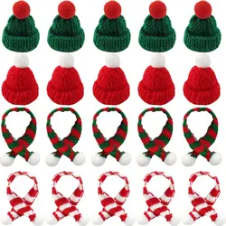 12/24 Pcs Mini Knit Hat Mini Christmas Scarf Set Mini Santa Hats for Crafts Mini Christmas Decorations Tree Ornaments