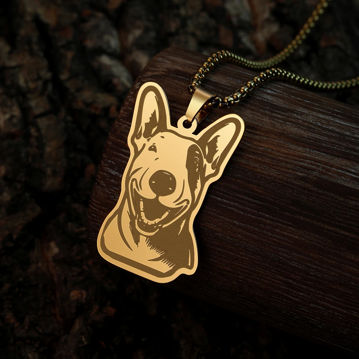 QIAMNI Pet Bull Terrier Dog Pendant Necklaces For Men Women Stainless Steel Cute Animal Chain Choker Friend Lover Gift Jewelry