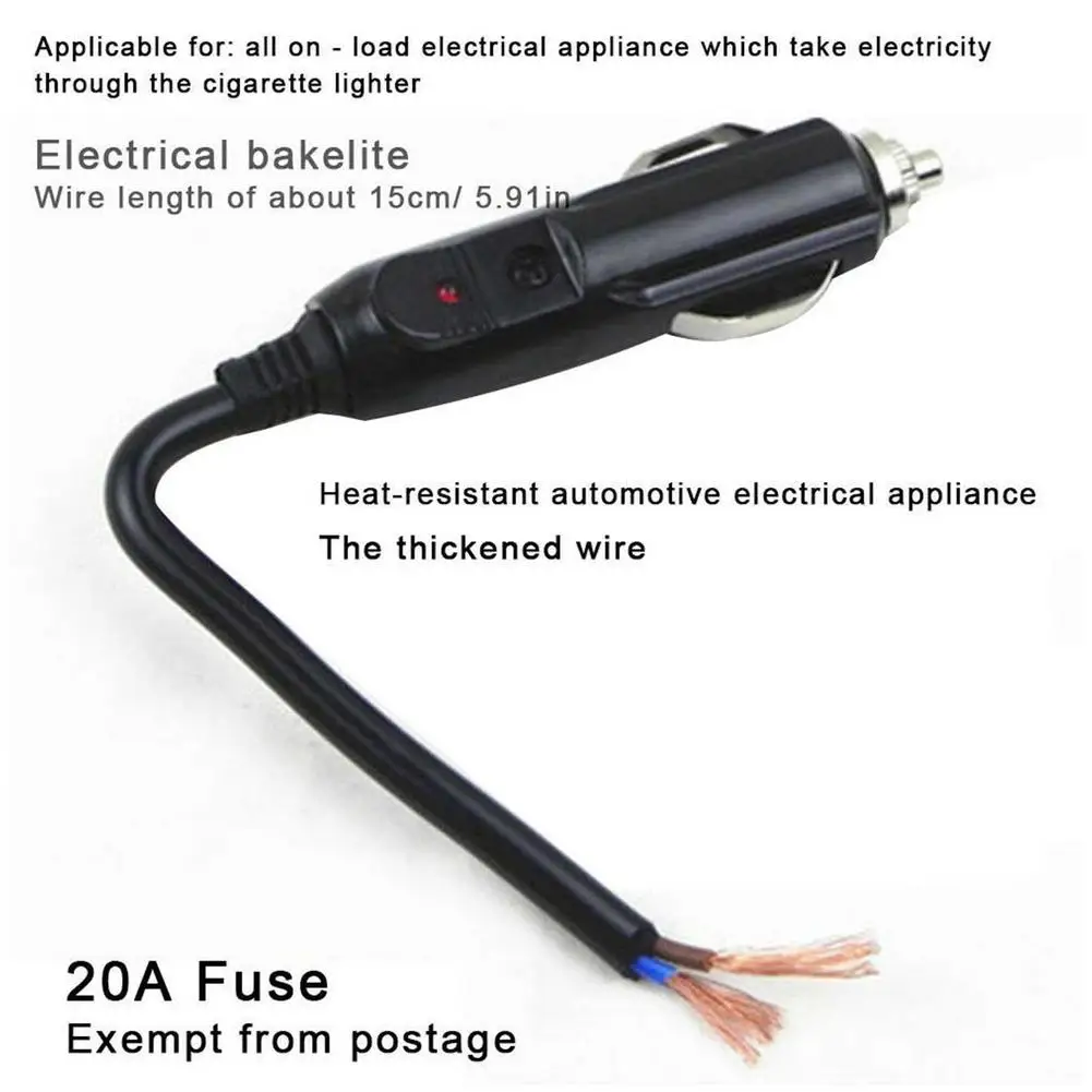 Car Cigarette Lighter Plug Male LED Socket Plug Connector Adapter Car Cigarette Lighter Interior Accessories 12V/24V