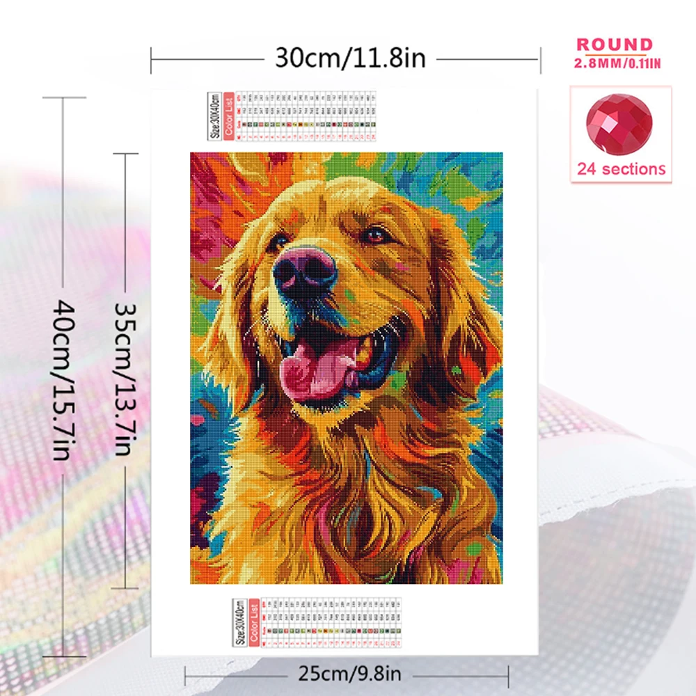 Momoart Full Square Round Diamond Mosaic Dog Diamond Painting Animal Kits DIY Picture Rhinestones Embroidery Handmade Gift