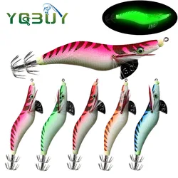 2.0#/2.5#/3.0# Fishing Lure Squid Jig Shrimp Prawn Full Body Luminous Glow in Dark Bait for Cuttlefish Octopus