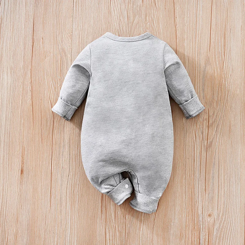 0-18m Newborn Clothing Cute Cartoon Elephant Print Casual And Comfortable Soft Spring And Autumn Long Sleeved Baby Jumpsuit