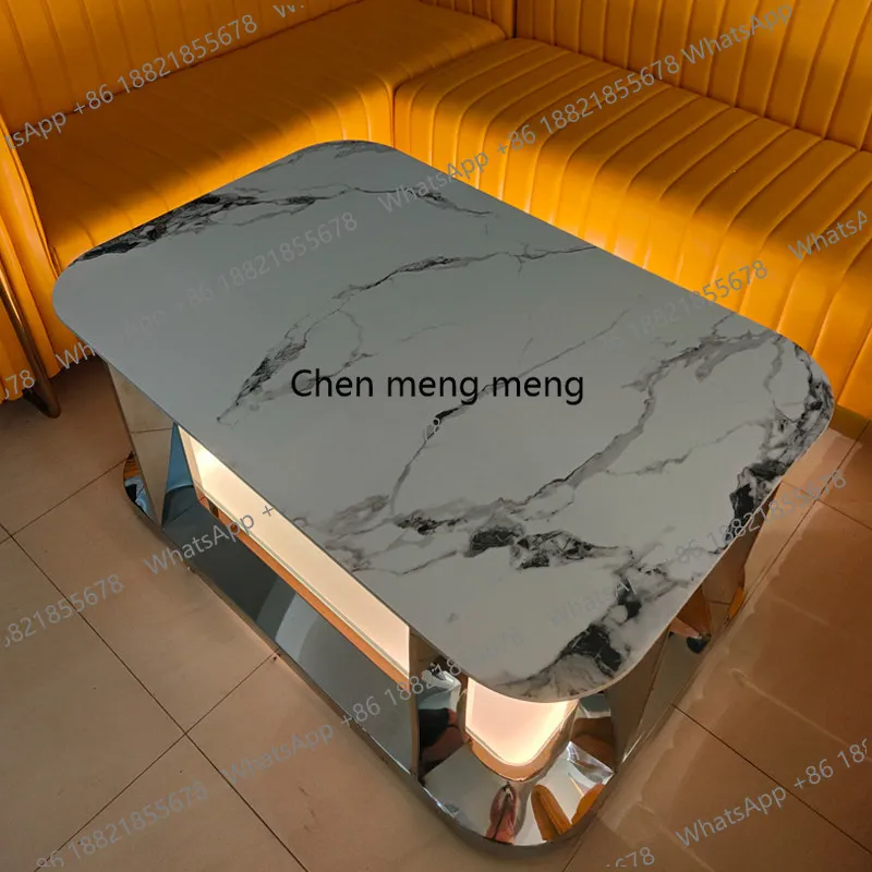 Clubhouse party rock slab luminous table sofa box glass coffee table business light luxury KTV coffee table customization