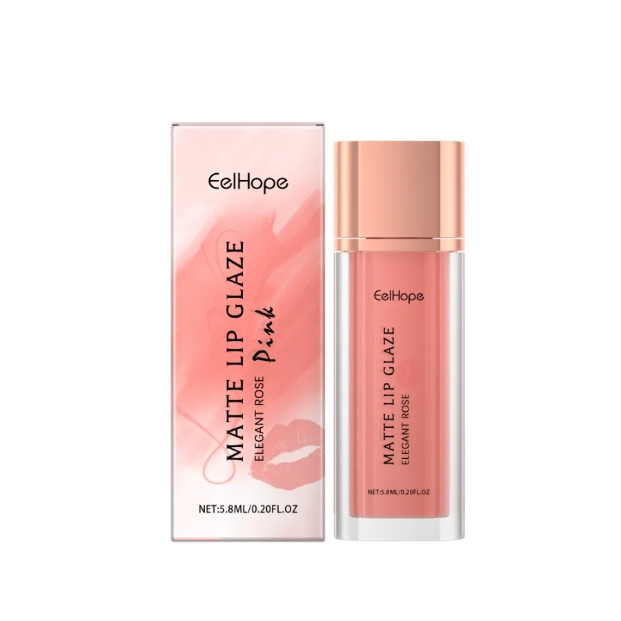 Eelhope マット口赤リップ釉薬穏やかな保湿リップケア自然な水分補給カラーメイクポータブルリップ釉薬