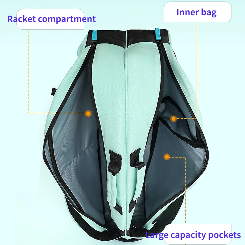 YWYAT Oryginalna torba do badmintona na 6 rakiet do badmintona Duża pojemność Podwójna komora Torby sportowe Torba tenisowa Torba do squasha