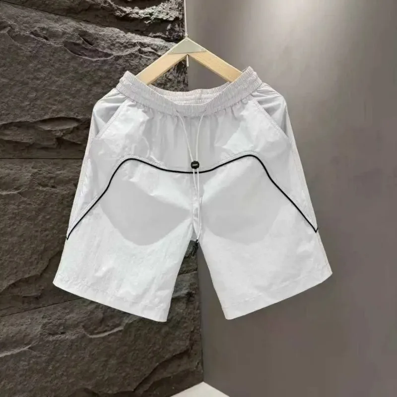 Men's Contrast Piping Casual Shorts Elastic Drawstring Waist Quick-Dry Zipper Pocket Daily Outdoor Multi-Color Trousers