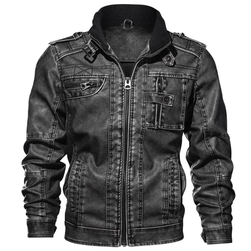 

New Men's Autumn Winter Men Coat Leather Jacket Motorcycle PU Casual Jackets Black Warm Overcoat Black Overcoat Man