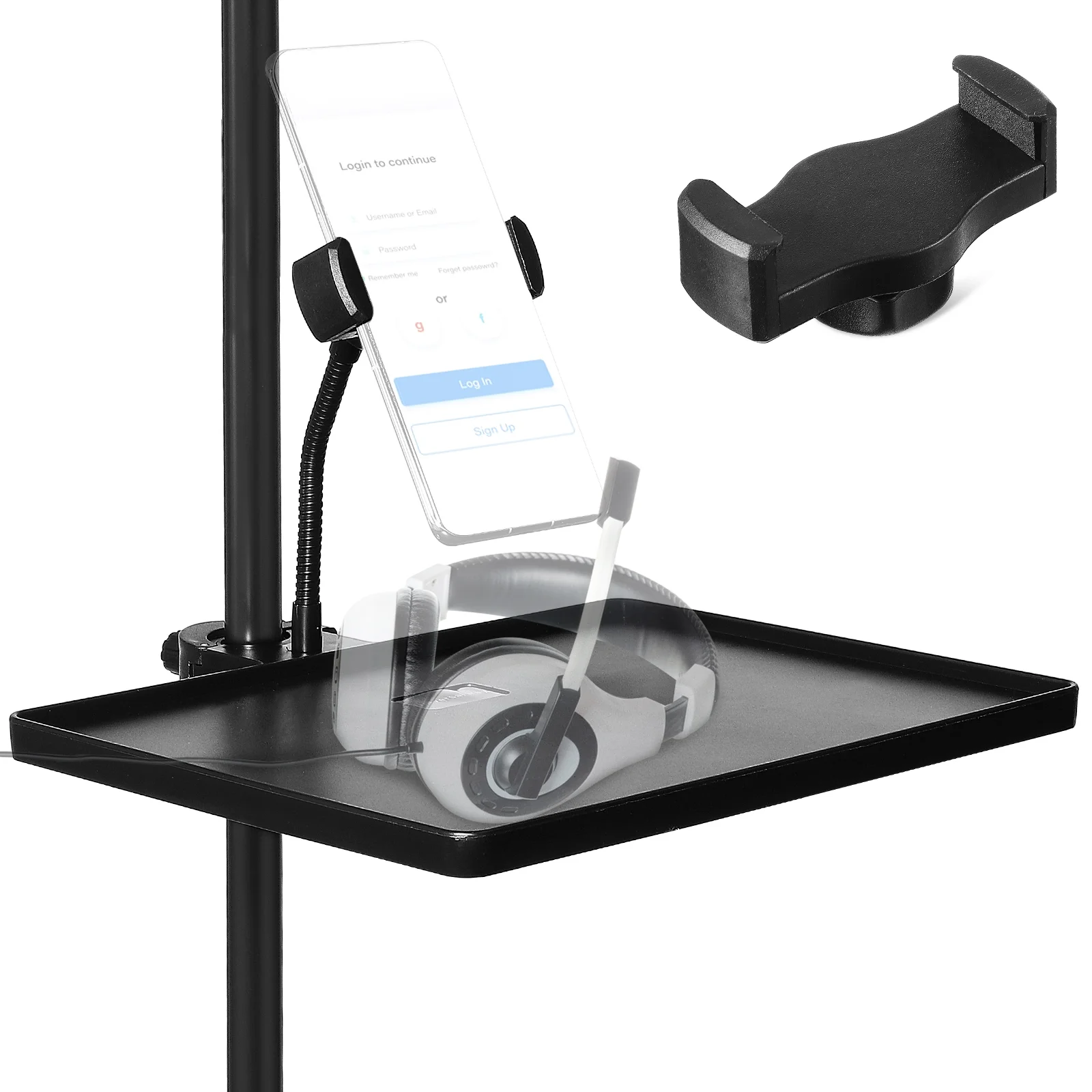 Sound Card Tray with Mobile Phone Slot Microphone Rack Stand Shelf Clamp Abs Microphones