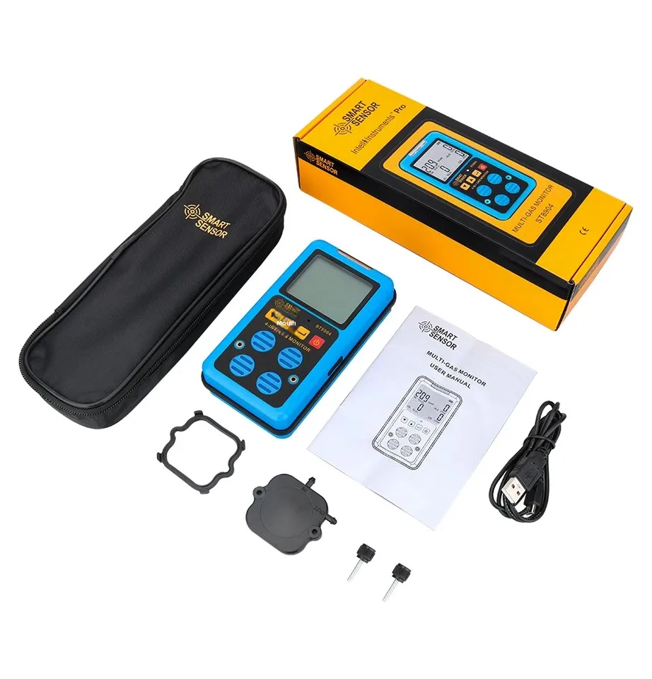 HEDAO Digital ST8904 High Accuracy Gas Detector oxy gen O2 Hydrogen Sulfide H2S Carbon Monoxide CO Combustible Gas
