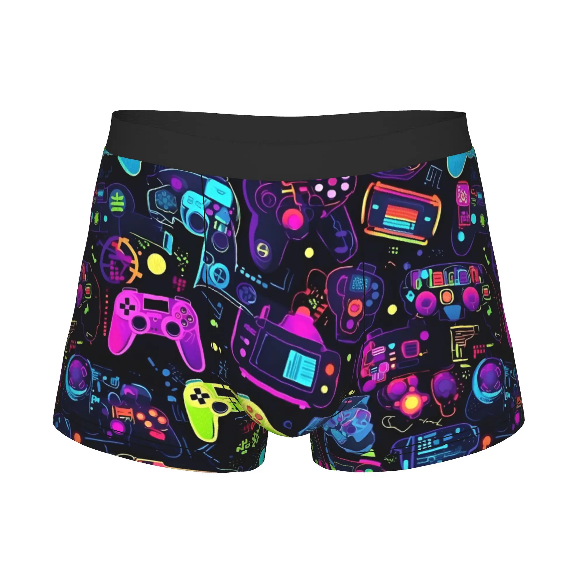 Neon Gamer Controller Underwear Men Printed Electric Game Gamepad Boxer Briefs Shorts Panties Soft Underpants