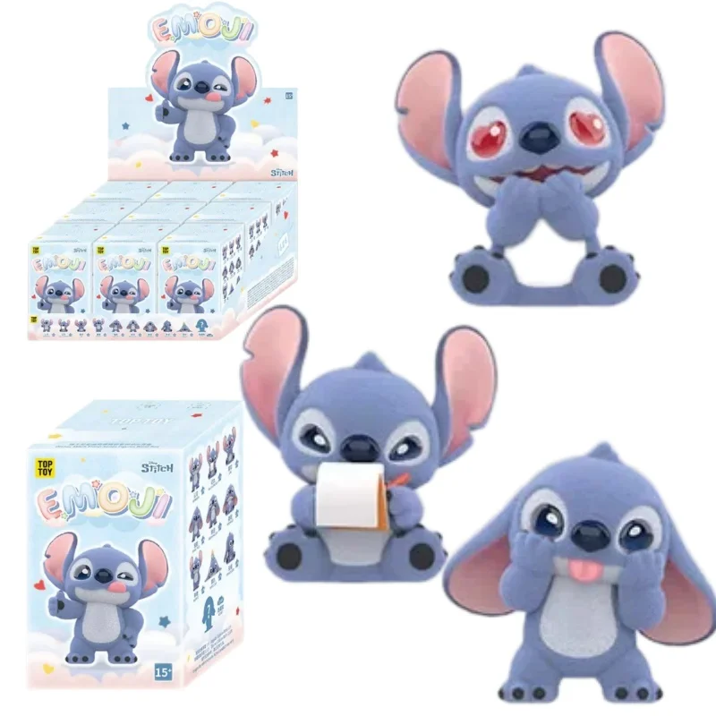 

New Authentic Disney Stitch Emoji 1.0 Series Blind Box Flocked Figure Cute Funny Desktop Decor Popular Gift Surprise Mystery Box