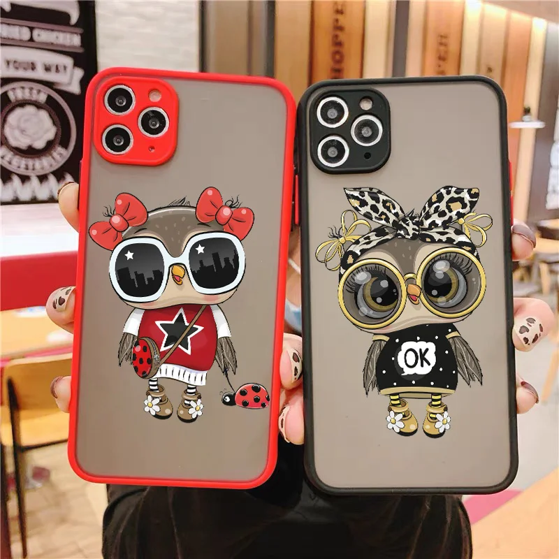 Cute Owl Phone Case For iPhone 15 11 Pro Max X XS XR 12 13 Pro Max Mini Back Cover For iPhone 14 7 8 Plus SE2 Shockproof Fundas