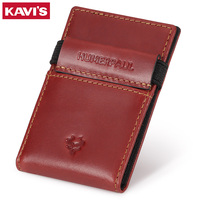 KAVIS Business Leather Small Card Holder Travel Slim Wallet For Men RFID Blocking Credit Card Holder Retro Credit Card Purse