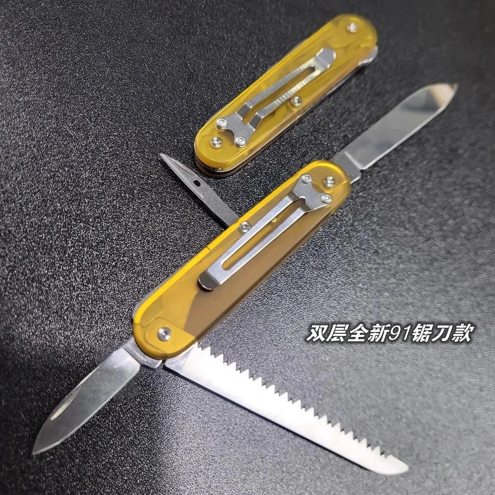 1 Pair Custom Made ULTEM PEI Scales with Pocket Clip for 91mm Victorinox Swiss Army Knife