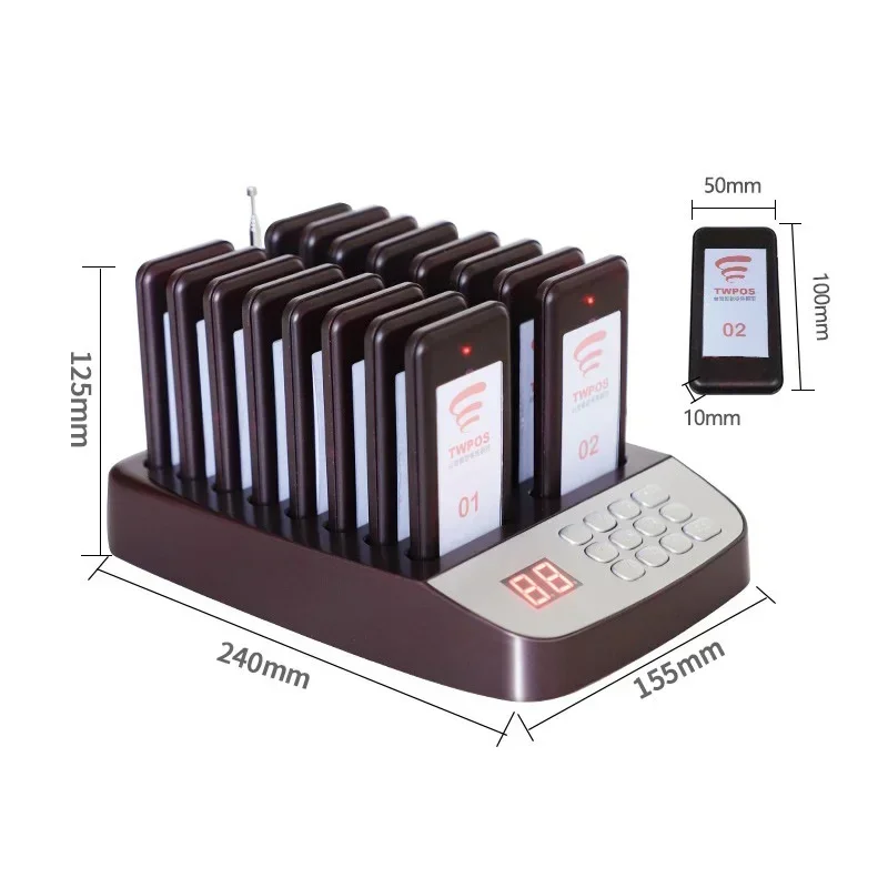 Imagem -06 - Sistema de Pagers de Chamada sem Fio Pager com 16 20 Receptores Suporte para 999 Canais Equipamento de Restaurante Vibração Mais Anel Mais Flash