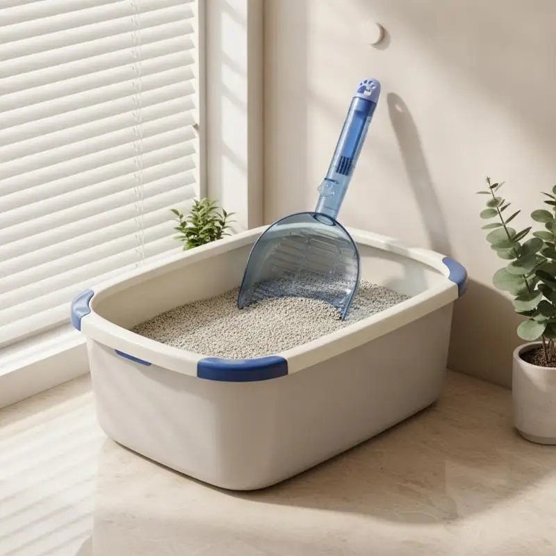 2 In 1 Thickened Material Cat Litter Scoop Integrated Brush Large Size Kitty Poop Shovel for Long Term Durable Use