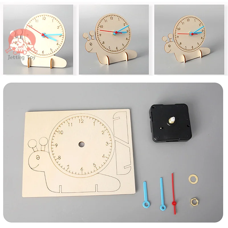 

1Pc Creative DIY Handmade Material Pack Clock Model Toy Children's Wooden Clock Teaching Tool Technology Small Maker Puzzle Toy