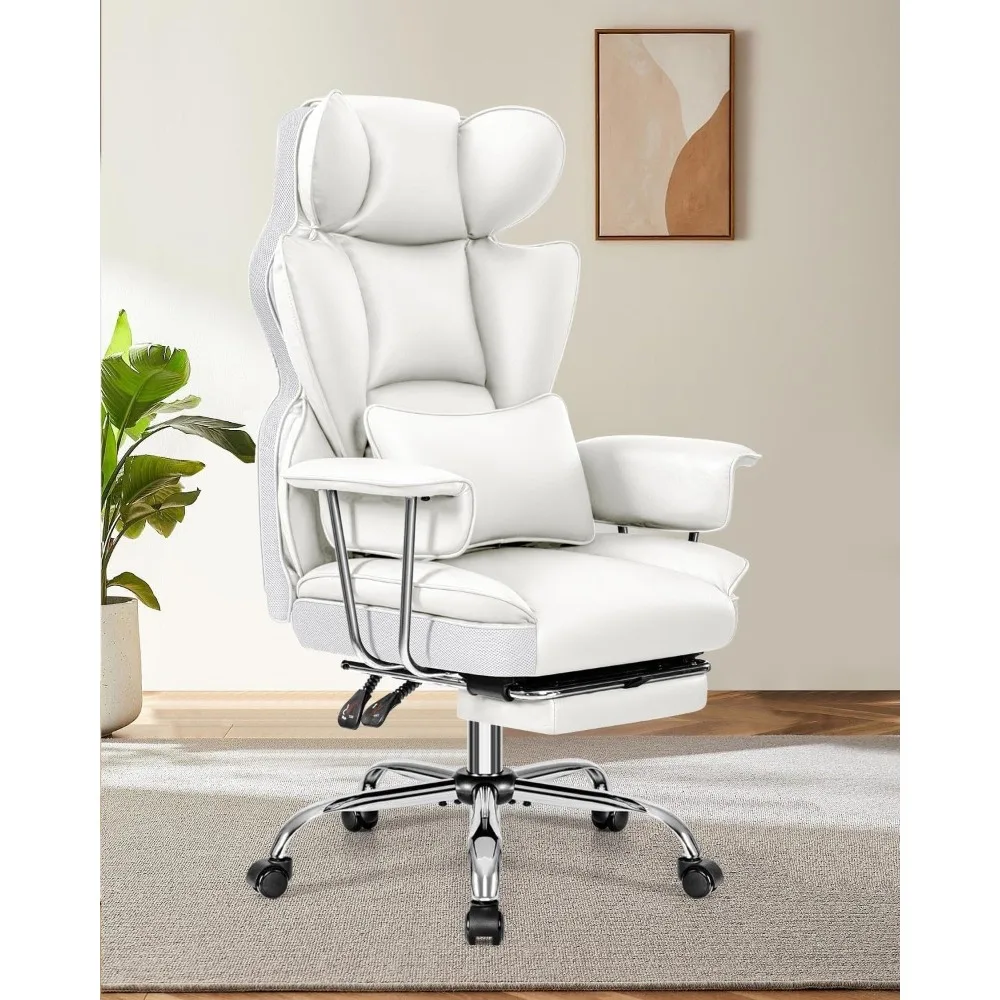 Office Desk Chair, Big and Tall Executive Office Chair with Footrest, Leather Computer Chair, Ergonomic Reclining Chair High Bac