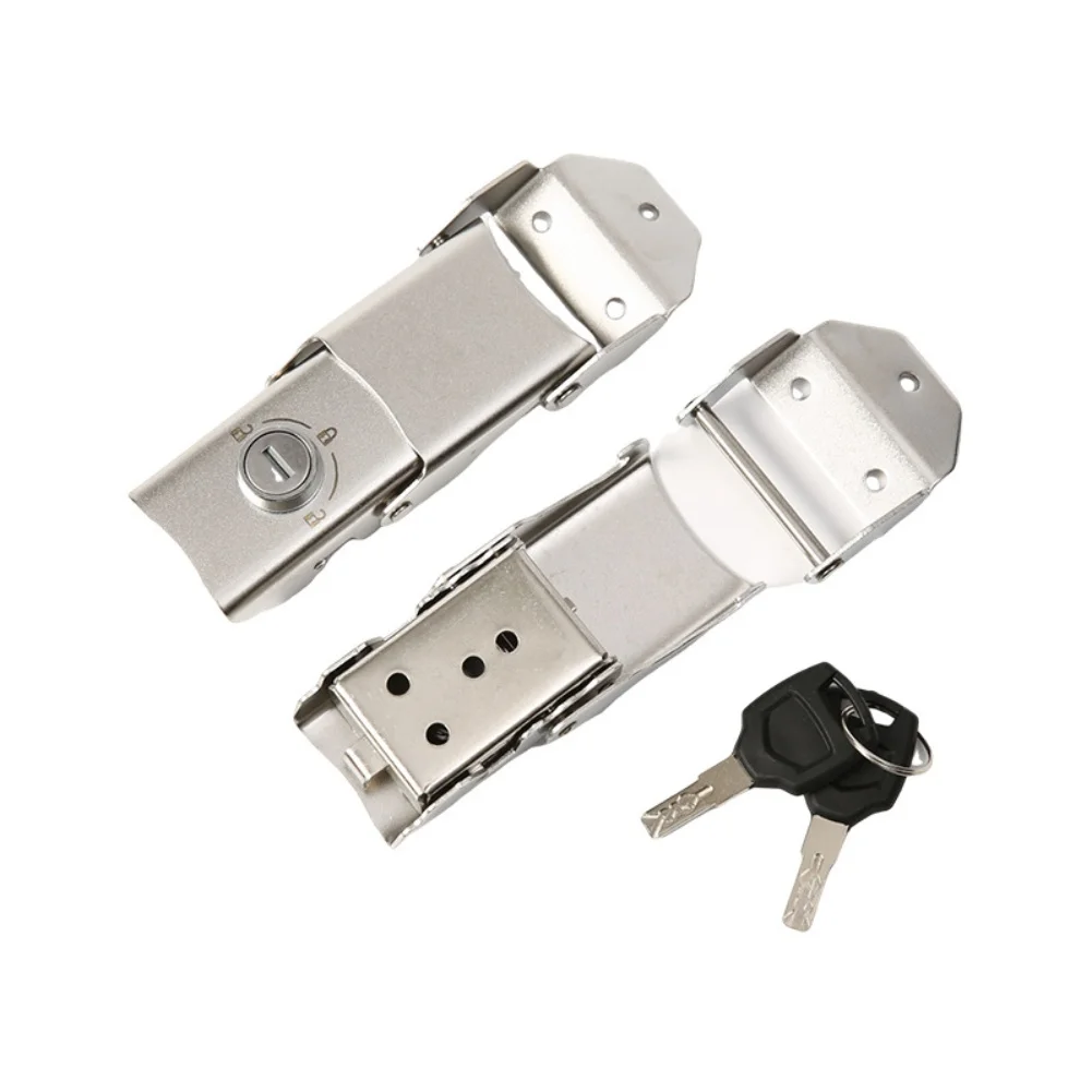Stainless Steel Rear Trunk Lock With 2 Keys Detachable Motorcycle Rear Trunk Lock Buckle Side Boxes Hinged Locks