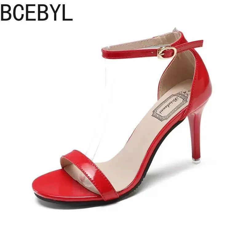 2024 Summer New Arrival Red Black Nude Open Toe Stiletto Sandals Sexy Comfortable Wedding Shoes Evening Dress Lace Up High Heels