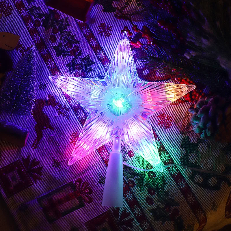 Festive Glowing Color Changing LED Christmas Tree Topper Star Decoration for Store Window Display Holiday Party Home Decor