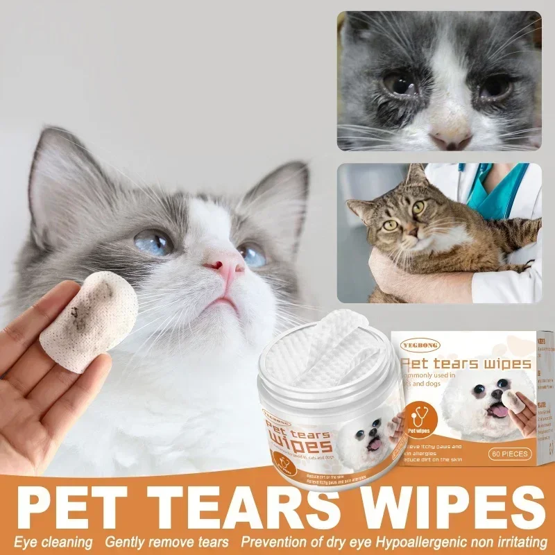 Pet Wipes, Dogs, Cats, Tear Stains, Eye Cleaning, Wiping Eye Droppings, and Eye Grime Removal Cotton Pads