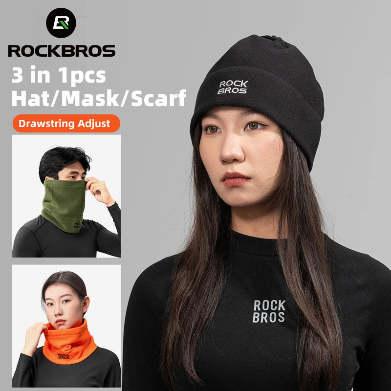 ROCKBROS Winter 3-in-1-Fahrradkappen Vollgesichtsmaske Schals Männer Frauen Fleece Warm halten Sport MTB Rennrad Ski Fahrradmütze Fahrradmasken