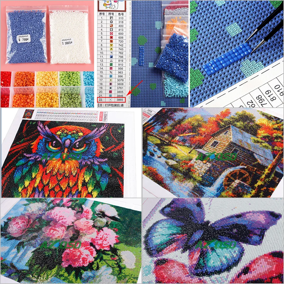 AZQSD 5d Diy Diamond Embroidery City Scenery Handmade Diamond Mosaic Postcard Building Home Decor Painting Picture Rhinestones