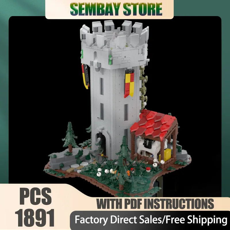 Medieval Castle Model Moc Building Bricks Modular The Lone Tower Technology Blocks Christmas DIY Toy Fortress Construction Gifts