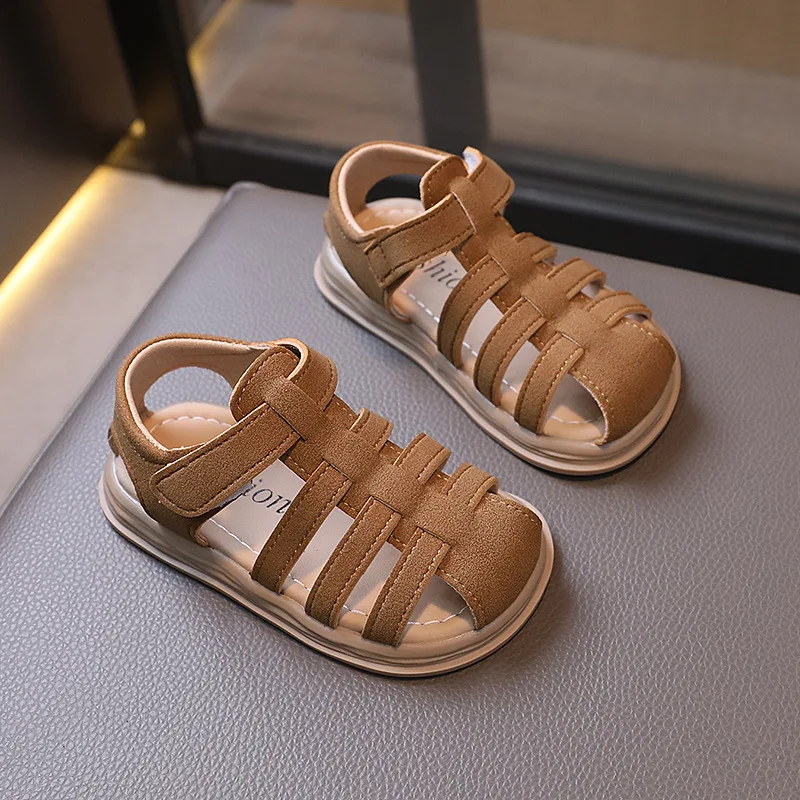 Baby  Sandalia New Fashion Roman Sandals For Boys And Girls Soft Soles Non-slip Beach Shoes Baby Suede Sandals Bun Head