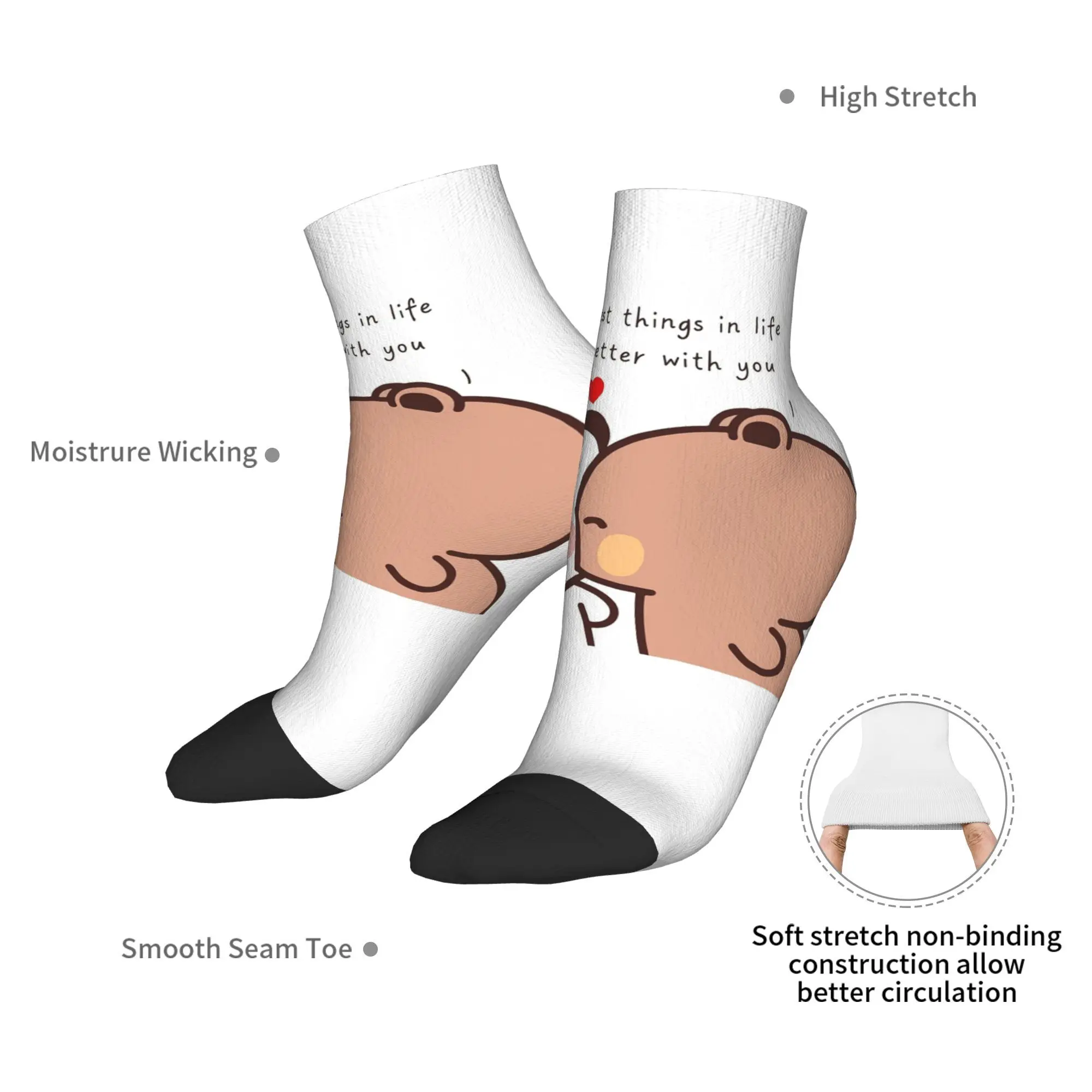 ถุงเท้าลายลูกโป่งพีชและโกมา บูบู ดูดู ถุงเท้าสไตล์ฮาราจูกุ ถุงเท้าทุกฤดู อุปกรณ์เสริมสำหรับของขวัญวันเกิดสำหรับผู้ชายและผู้หญิง