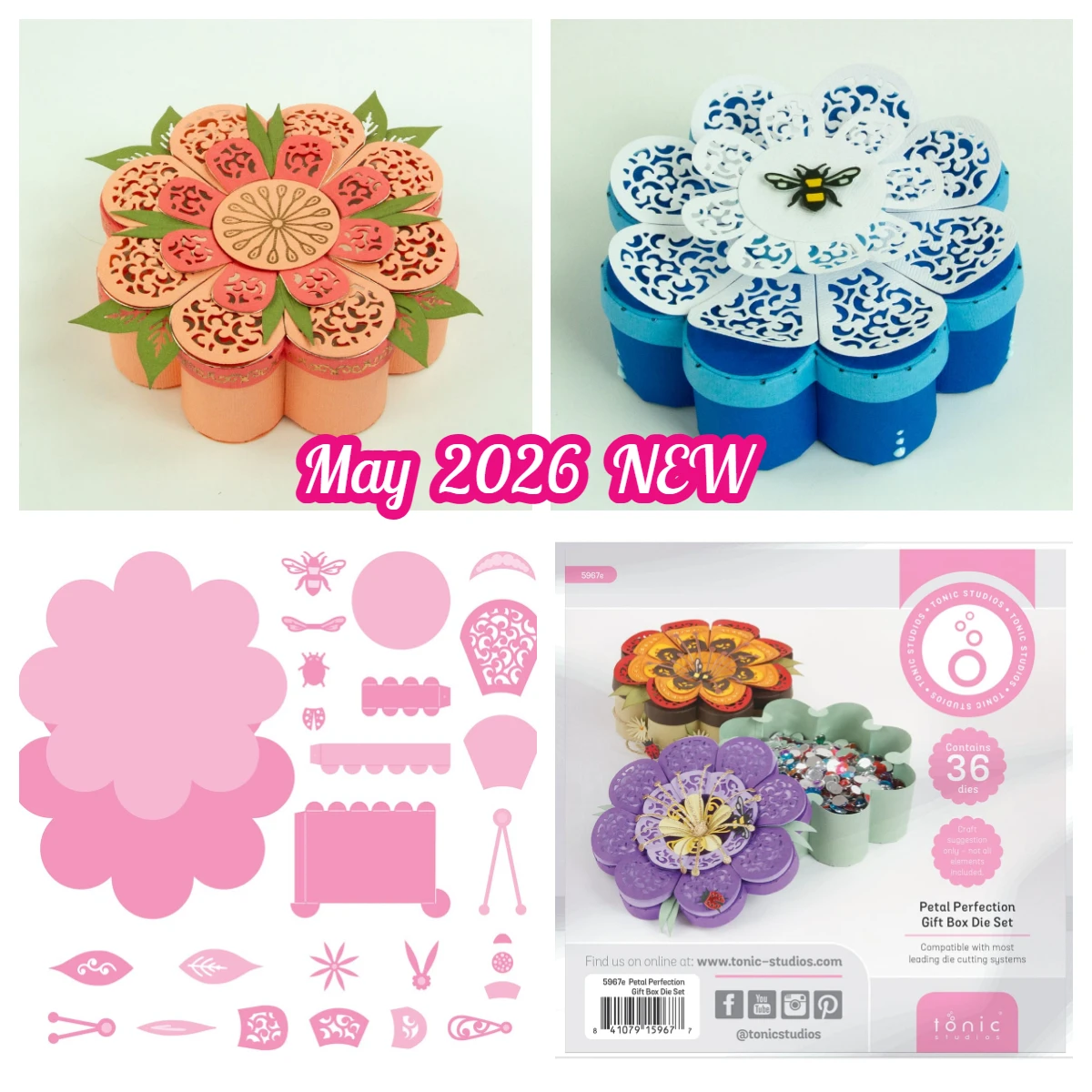 

Petal Perfection Die Octavia Bow Box Keepsake Gift Box Metal Cutting Dies May 2026 New for DIY Handmade Scrapbook Greeting Card