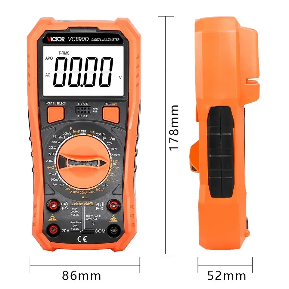 VICTOR Digital Multimeter VC890D/890C + Temperature Measurement Backlight VC890E Anti-burn Shutdown Plus 2000uF