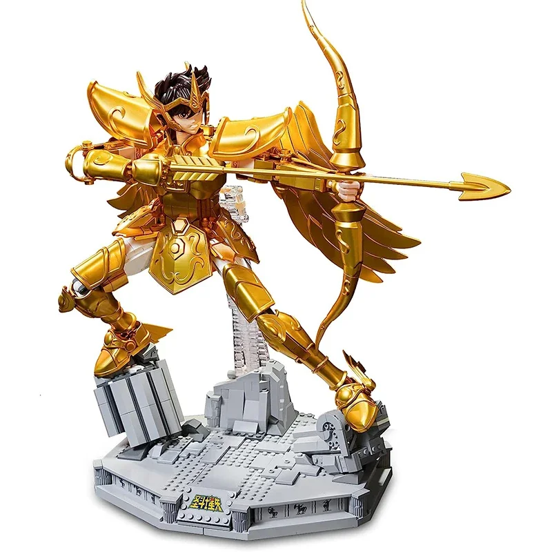 Pantasy Building Blocks Saint Seiya Joint Name Sagittarius Gold Cloth Puzzle Assembled Model Desktop Decoration Gift