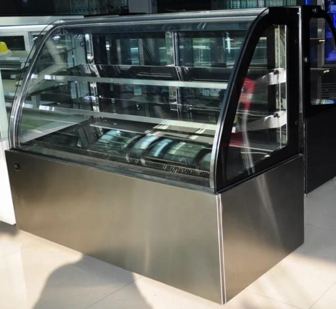 Bakery display cake refrigerated cabinet cake showcase with stainless steel base