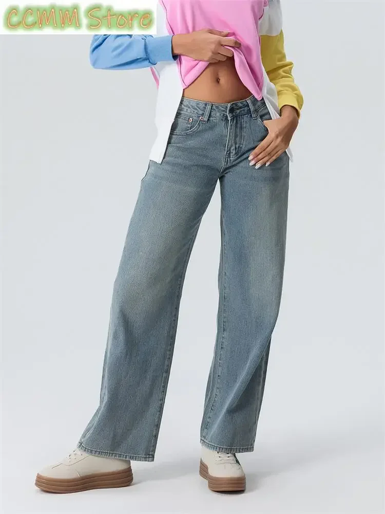 Women Wide Leg Boyfriend Jeans Straight Hip Hop Long Denim Pants Low Waist Baggy Jeans Casual Loose Jeans Streetwear