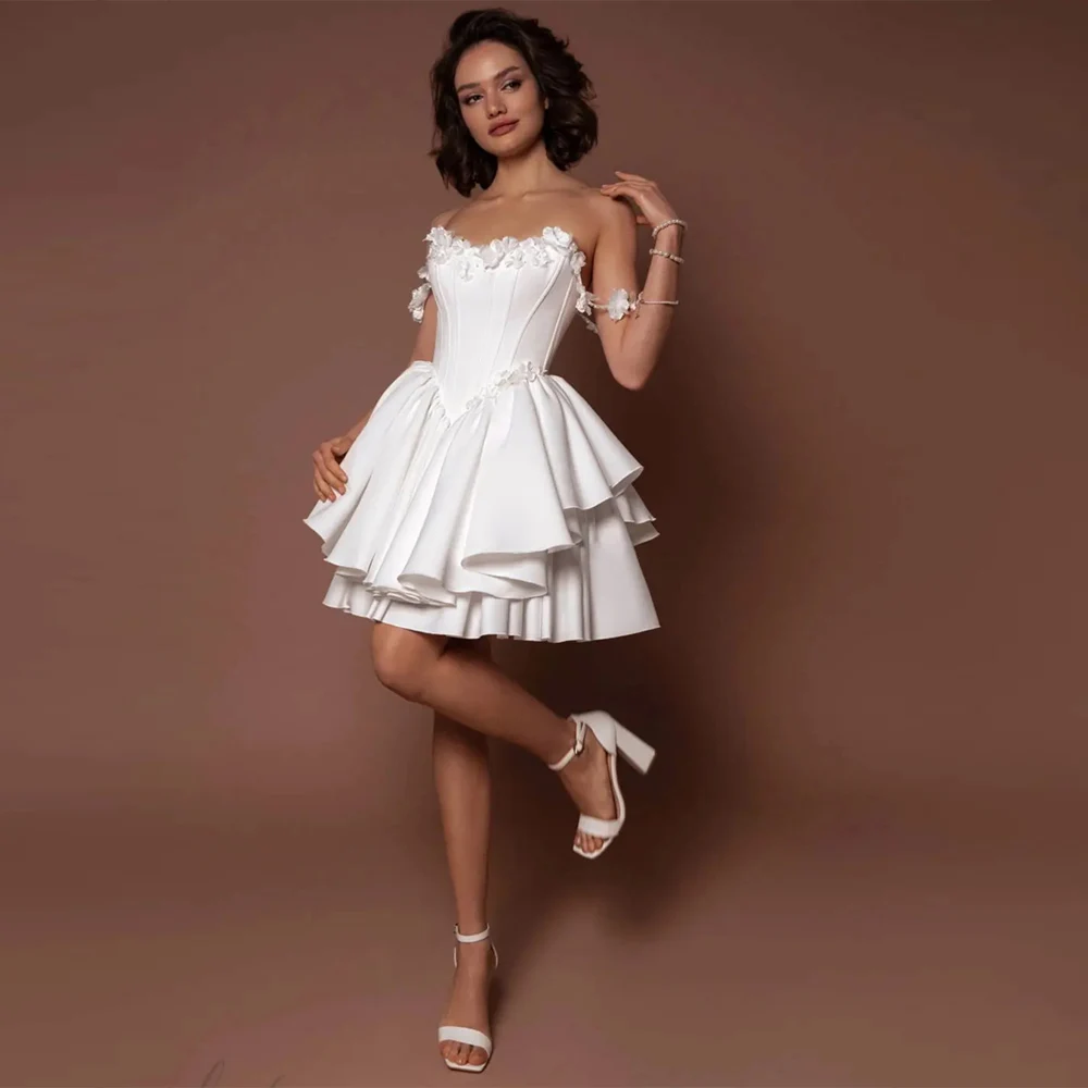 

Minimalist Women Mini Short Wedding Dresses Off The Shoulder Robes Party Gowns Engagement Ball Princess Vestidos De Novias 2025