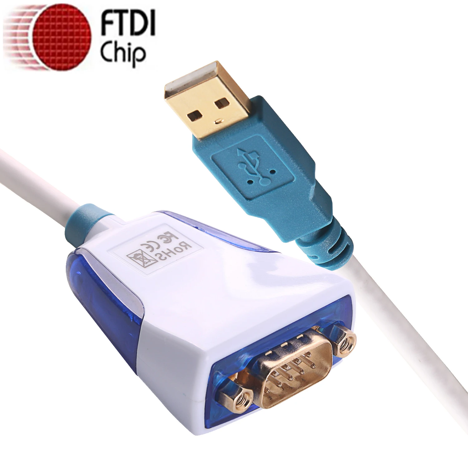 Przemysłowy konwerter szeregowy FTDI FT232RQ USB na DB9 męski RS232 kabel do programowania