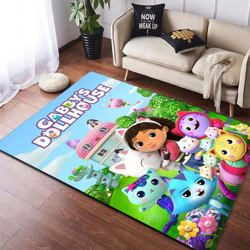 MINISO Disney Gabbys Dollhouse Cartoon Carpet Cute Kawaii Adult Kids Area Rug Living Room Bedroom Rugs Door Mat