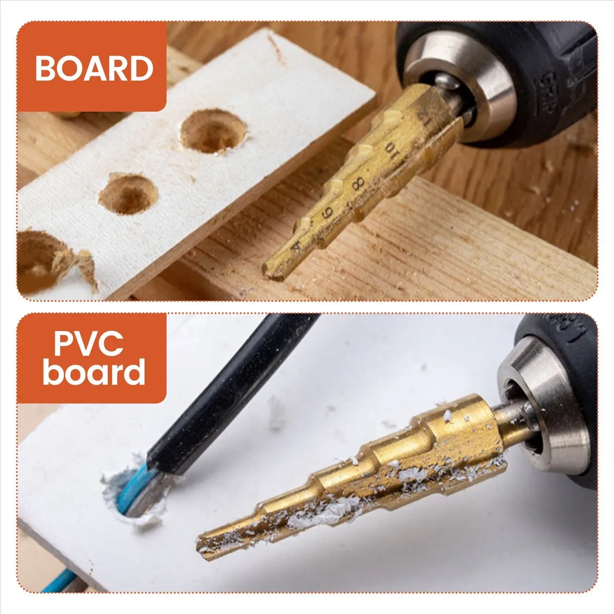 【STABLE QUALITY】Step Drill Bit 3Pcs Hss Step Drill Bit Set Cone Hole Cutter Taper Metric Nitriding Hex Core Drill Bits Gold