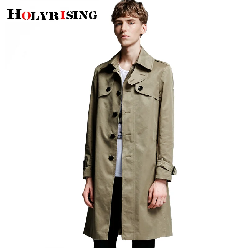 

Holyrising men trench coat Single-breasted long windbreaker spring new S-6XL size gabardina hombre abrigo 18836-5