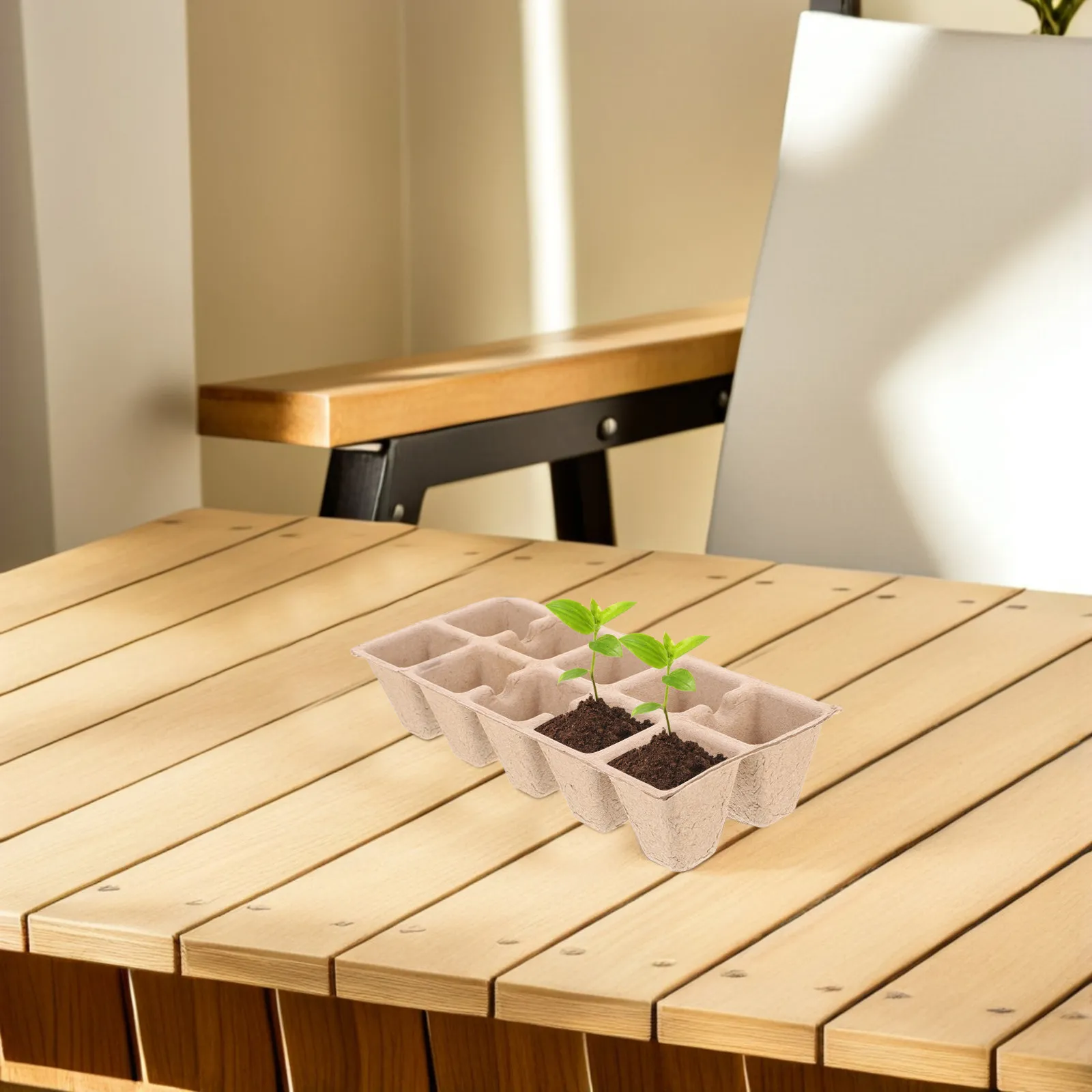 20Pcs Seedling Starter Grow Trays Plant Fiber Nursery Pot Tray 10-Hole Seedling Cups Indoor Outdoor Garden Planting Supplies