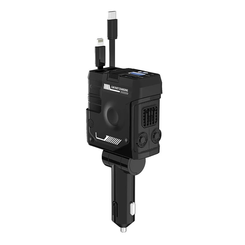 

4 в 1, выдвижное автомобильное быстрое зарядное устройство, кабель USB типа C для Iphone, Huawei, Samsung, шнур, адаптер прикуривателя D QC3.0
