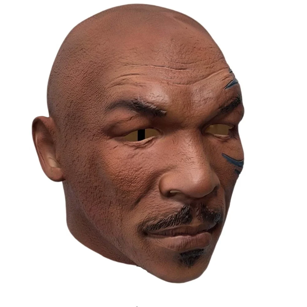 Lebensechte Mike Tyson Latex-Vollkopfmaske für Halloween, Cosplay, Boxparty, Streich, Karneval, Maskerade, Kostümzubehör – Detail 3