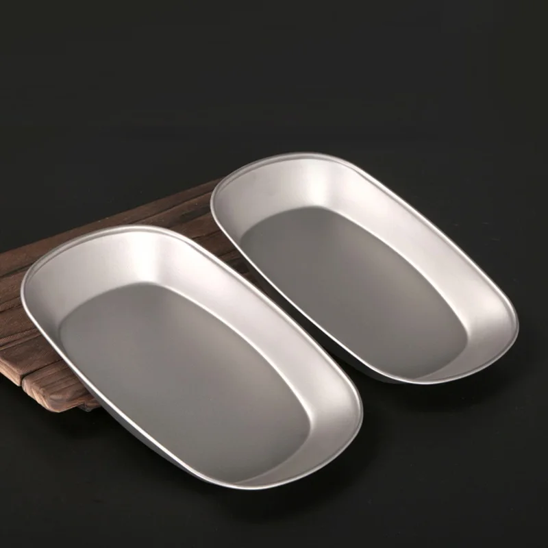 

Посуда для кемпинга, титановая тарелка, круглая тарелка для салата, прямоугольная тарелка для рыбы